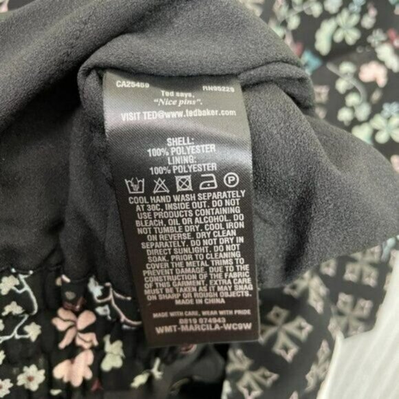 Ted Baker Marcila Hazel High Neck Wide Leg Floral Print Jumpsuit Black US 2 - Picture 10 of 13